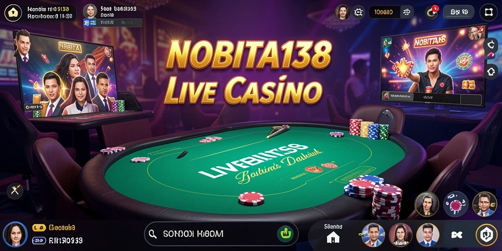 Screenshot utama NOBITA138 menampilkan dealer profesional dalam suasana kasino langsung.