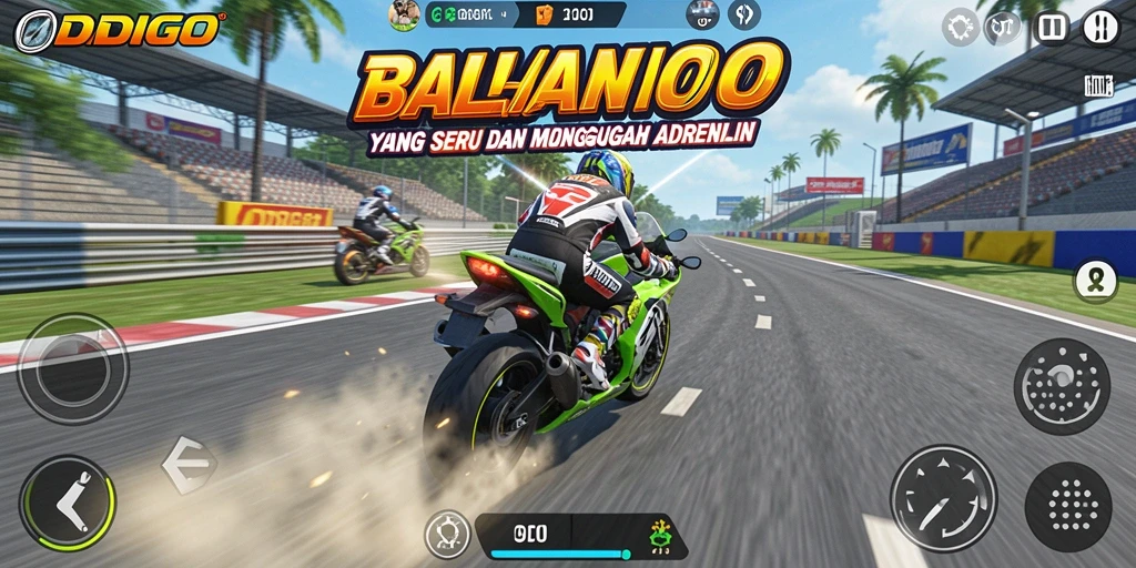 Gameplay ODDIGO yang mendebarkan dengan balapan motor seru.
