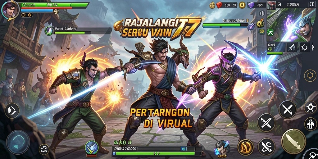 Gameplay RAJALANGIT77 menampilkan pertarungan seru antar karakter.